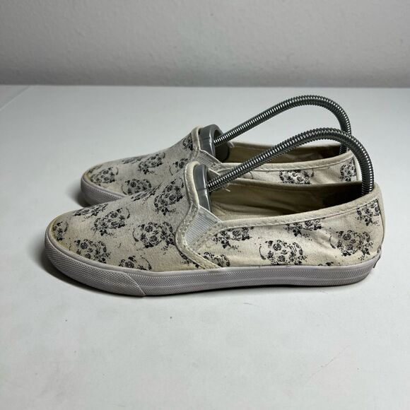Women' American Eagle Sneakers 7 Casual Flats Canvas Skull Slip On Model #3351 - Picture 5 of 11